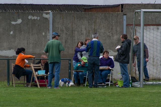 the crowd, many not from the church. Do they come for softball or food?