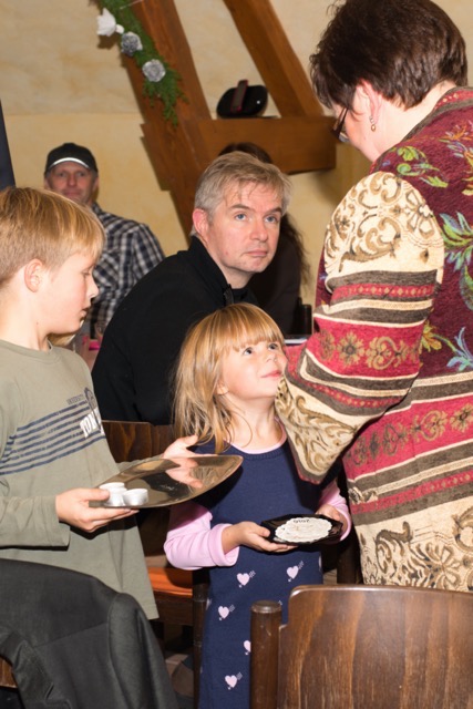 We had two helpers who held the candles and coasters