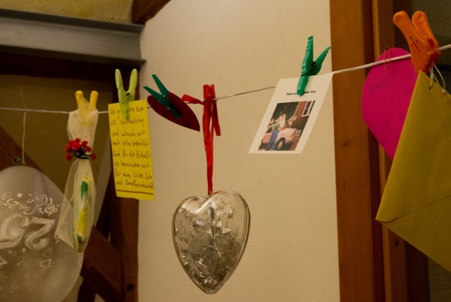 People hung wishes, cards, or little handmade things on the line.