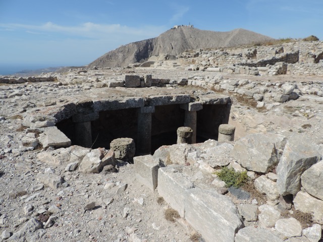 Underground building with the highest peak of the island in the background.