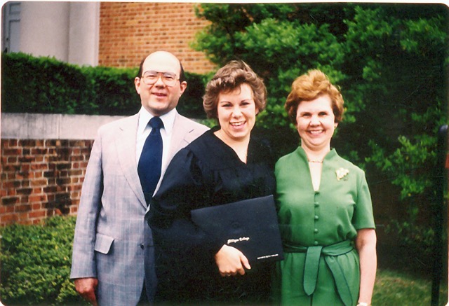 Katy with Bob and Harriet in 1981 Milligan graduation