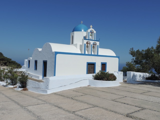 Along the way at one of the high points was this church with shade trees.