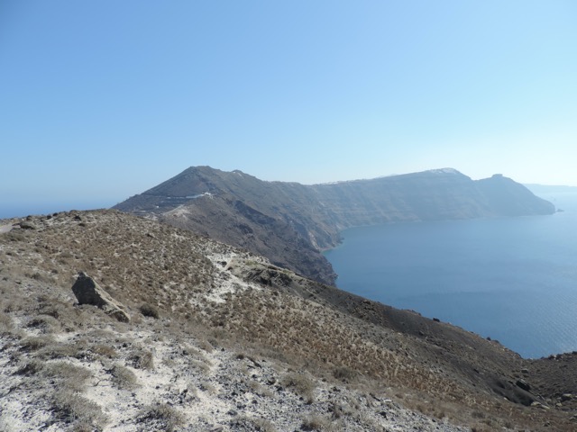 Looking back we could now see Imerovigli on the top of the far hill.