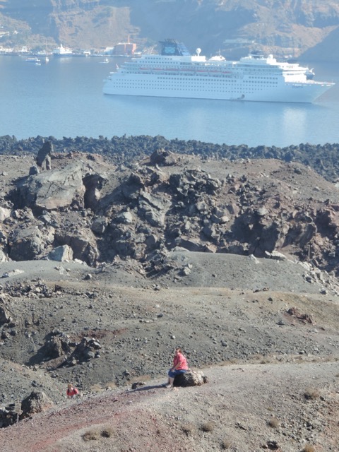 Katy waiting for me to come down off the volcano rim.