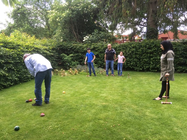 Croquet with Mosab and family
